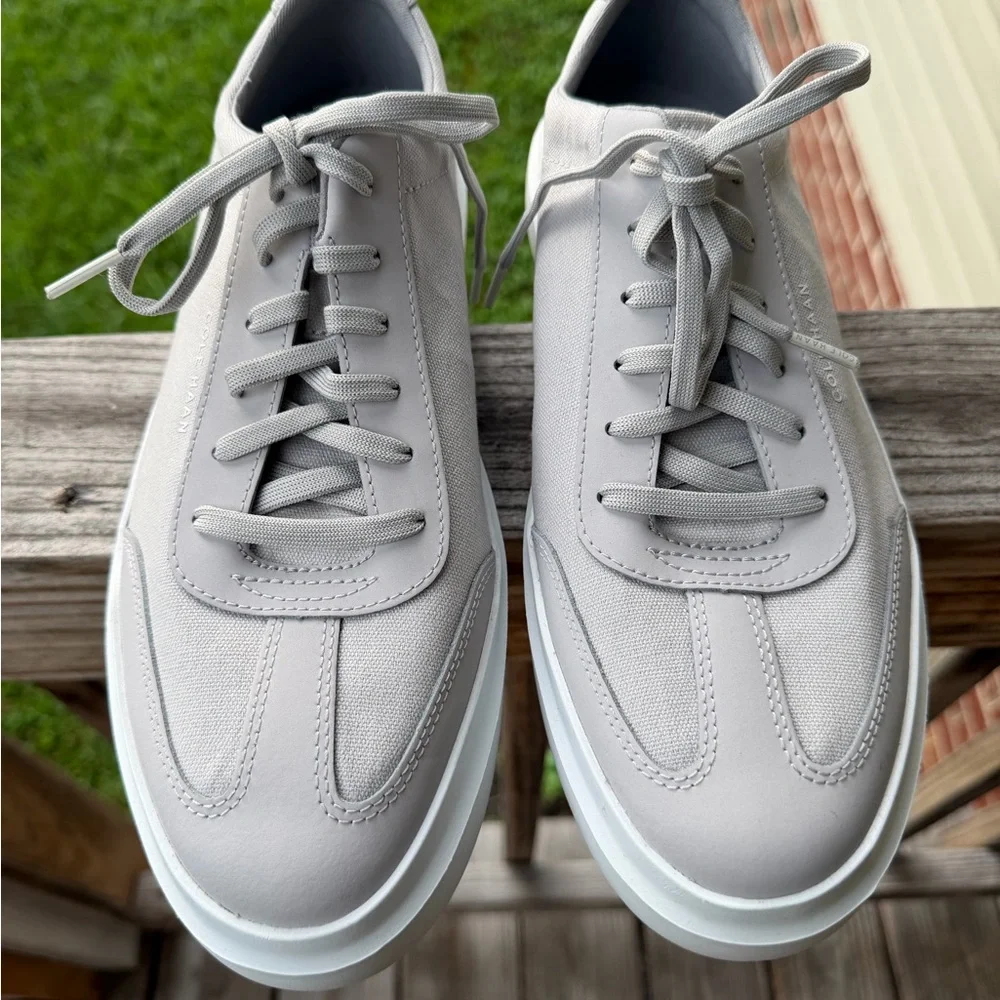 NEW Cole Haan Mens GRANDPRO RALLY T-toe Sneaker Microchip/Optic White size 10